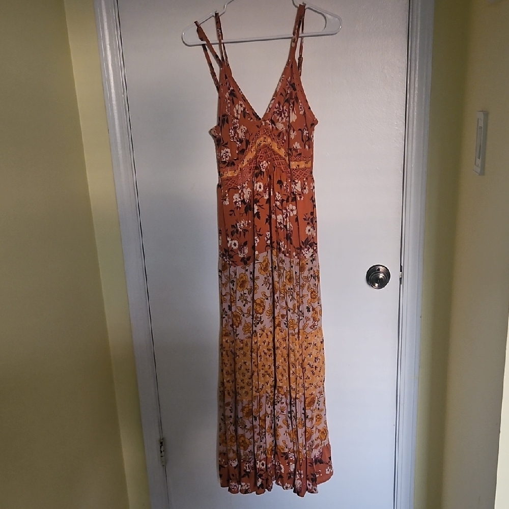 Angie Rust and Mustard Floral Maxi Dress